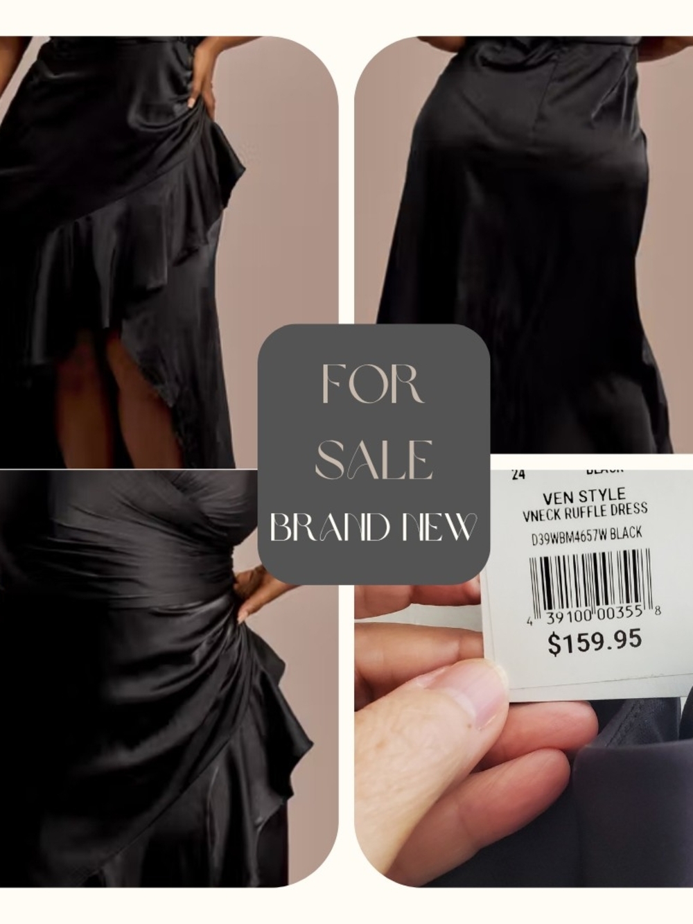Black V-Neck Ruffle Dress